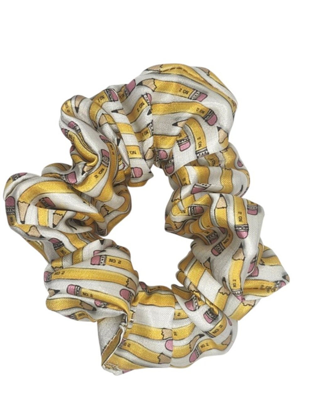 Satin Hair Scrunchie Pencils Print